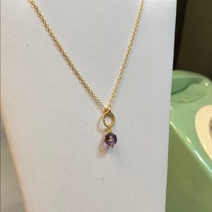 Gold & Amethyst purple phantom quartz necklace